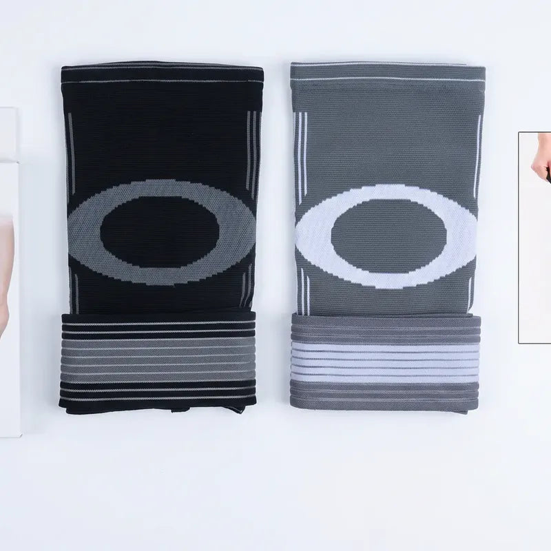 Rodillera De Compresión Con Fibra Elastica Con Velcro Gris Y Negro S/xl