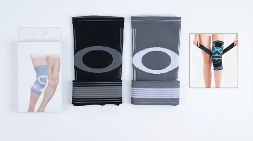 Rodillera De Compresión Con Fibra Elastica Con Velcro Gris Y Negro S/xl