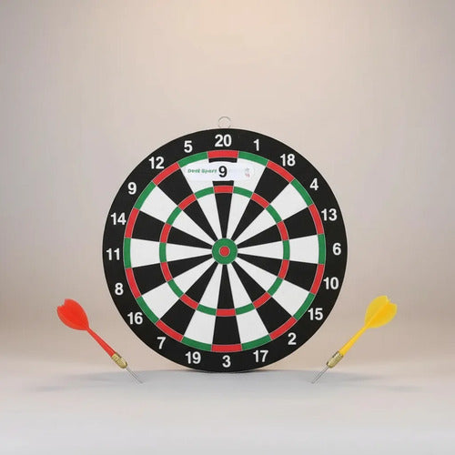Tablero Tiro Al Blanco Reversible 30 Cm Con Dardos Negro Con Blanco