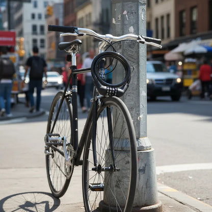 Candado Bicicleta Con Clave 1 Metro Cable Acero Seguridad An Negro