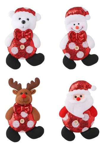 Pack 4 Adornos Navideños De 18x10,5 Cm Rojo