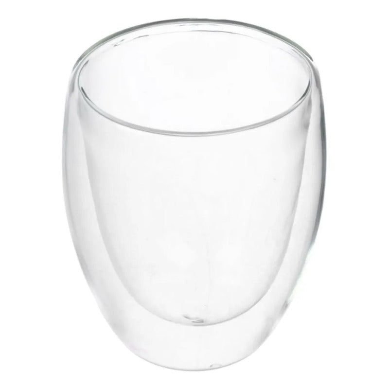 Pack 4 Tazas De Vidrio Doble Pared 350ml Transparente