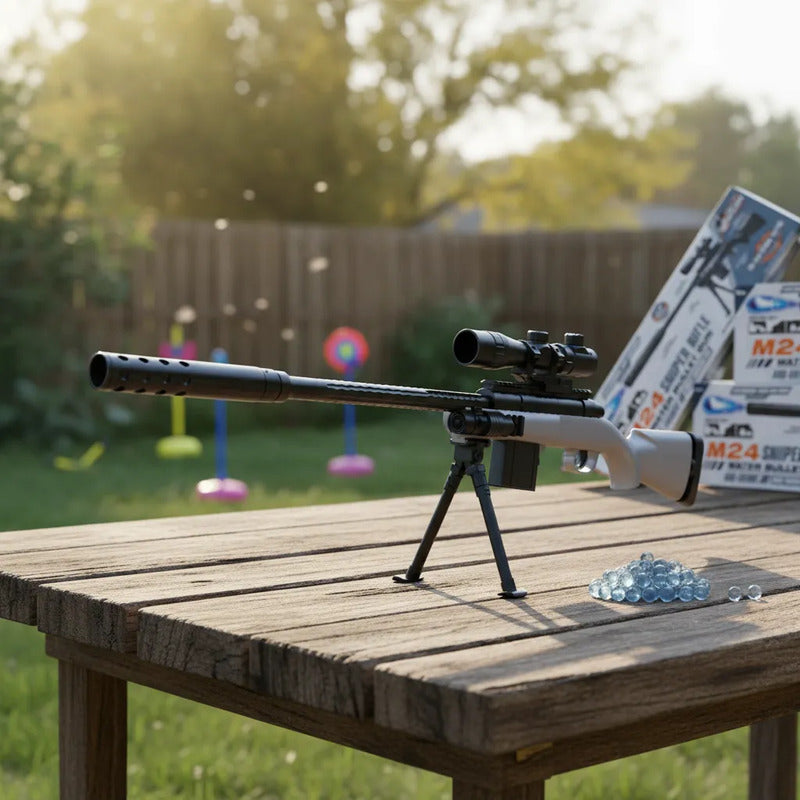 Rifle De Francontirador M24 De Bolas De Agua Negro Con Blanco