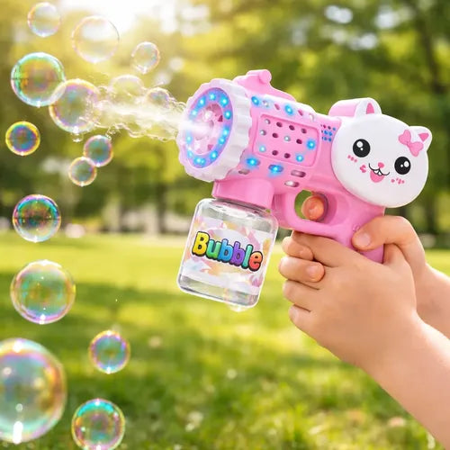 Pistola De Burbujas Para Niños Totalmente Automática Rosa Y Blanco
