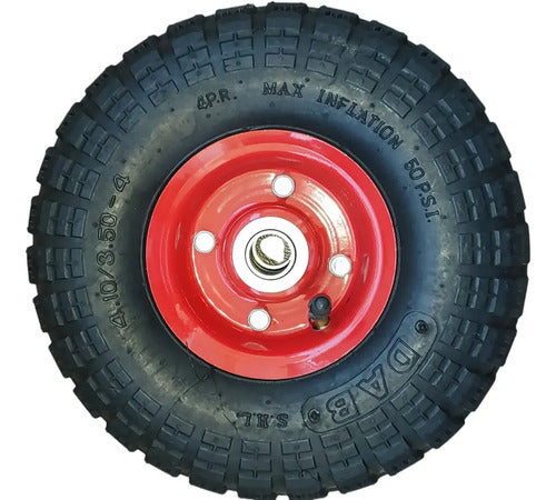 Set 2 Ruedas De Caucho 7 Pulgadas Inflable Para Yegua/carro Rojo