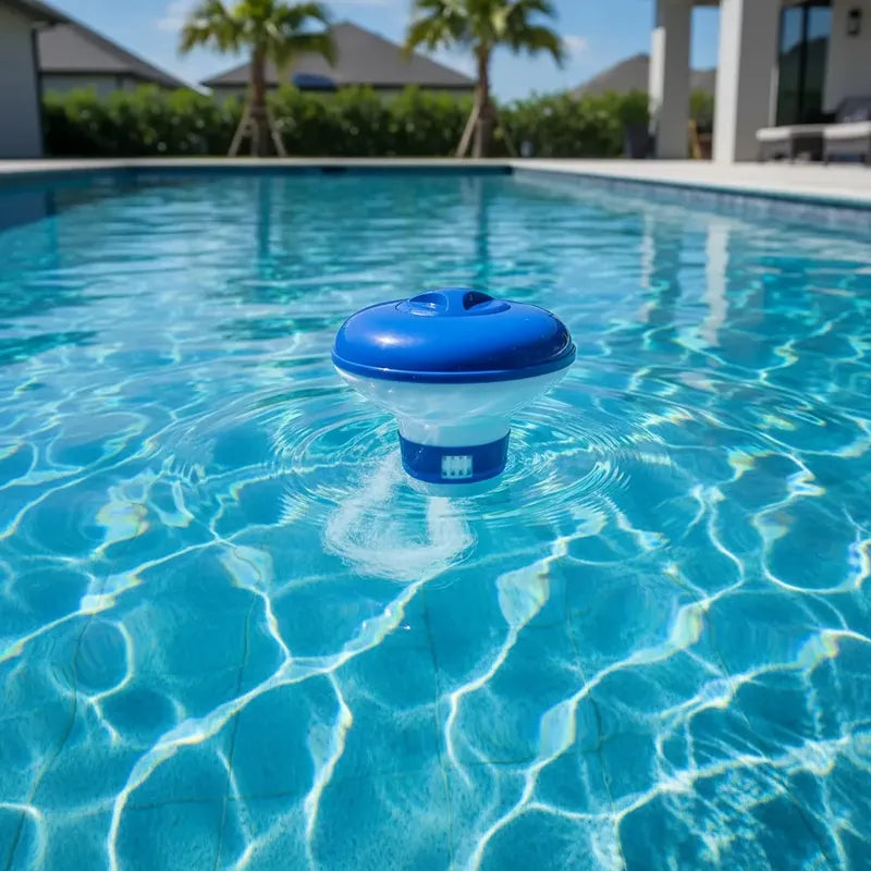 Dispensador De Cloro Para Piscina + Tabletas De Cloro 1 Kg Azul