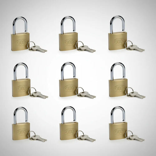 Pack 4 Candado Dorado De 50 Mm 3 Llaves Dorado
