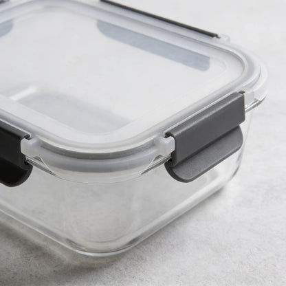 Set 4 Tupper Hermético Vidrio 370ml Transparente