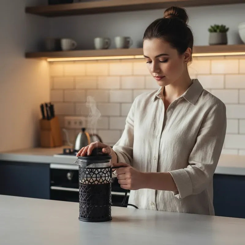 Cafetera Prensa Francesa 800ml Vidrio Acero Filtro Café Negro