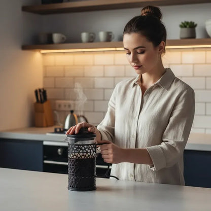 Cafetera Prensa Francesa 800ml Vidrio Acero Filtro Café Negro