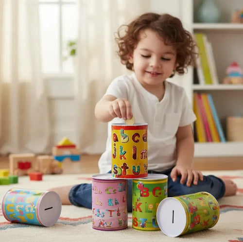 Pack 3 Alcancía Metálica Estampada Ahorro Monedas Infantil Alcancia Varios
