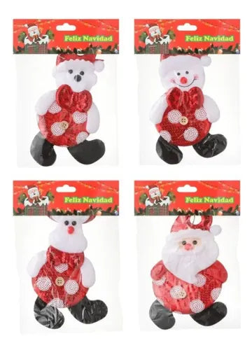Pack 4 Adornos Navideños De 18x10,5 Cm Rojo