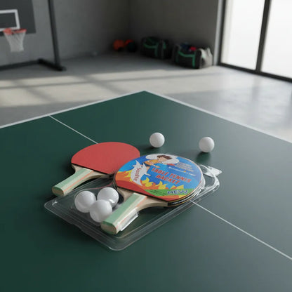 Kit Ping Pong 2 Paletas Madera Rojo Negro 3 Pelotas Varios Madera