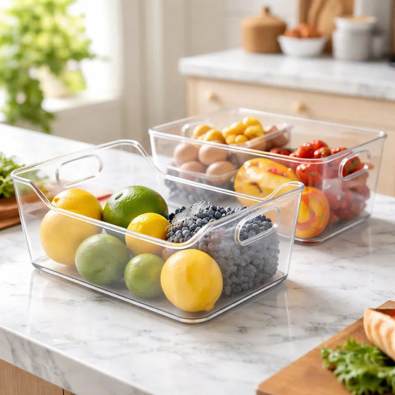 Caja Organizadora Refrigerador 30 Cm Transparente Contenedor Transparente