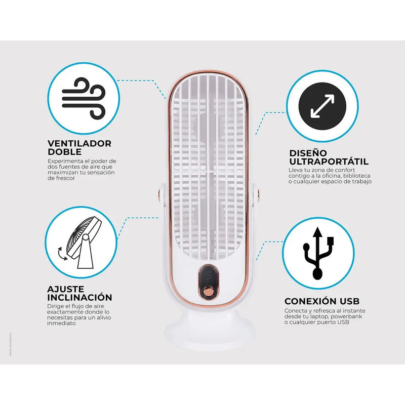 Ventilador Escritorio Usb Blanco Blanco