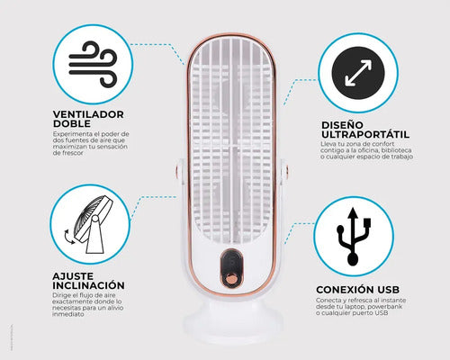 Ventilador Escritorio Usb Blanco Blanco