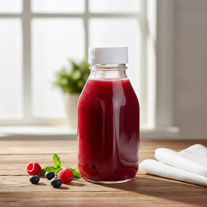 Pack 6 Frascos De Vidrio Para Jugos Con Tapa Plástica 100ml Vidrio
