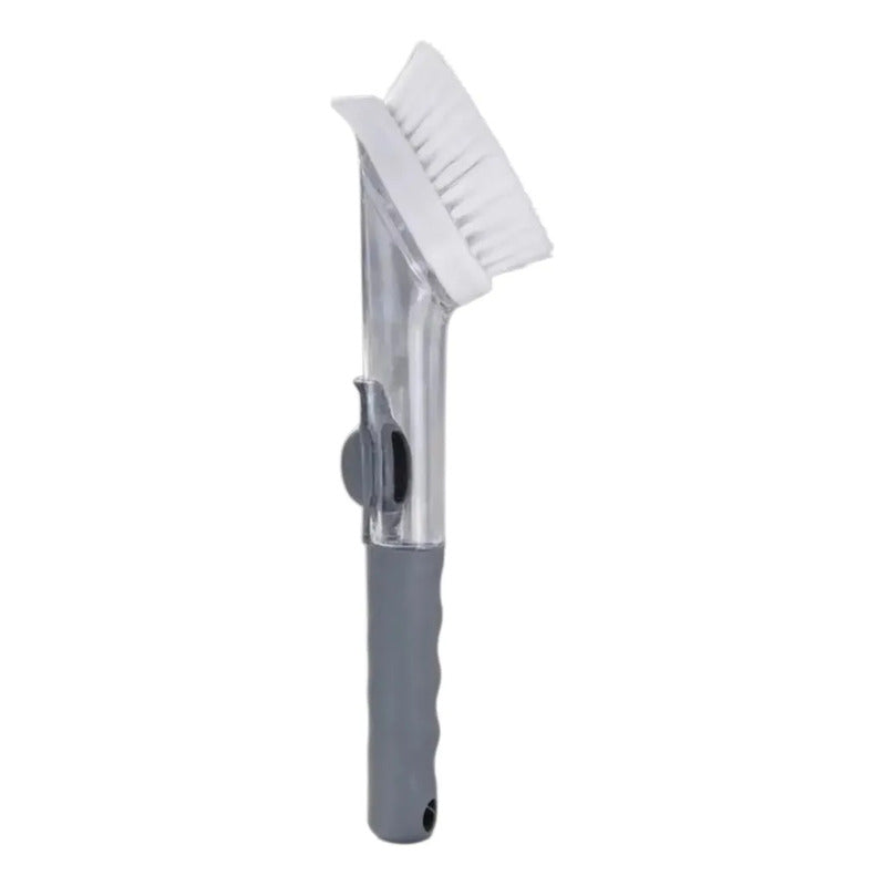 Cepillo Lavaplatos Con Dispensador De Jabón  Gris 23.5cm Gris