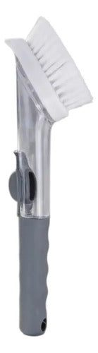 Cepillo Lavaplatos Con Dispensador De Jabón  Gris 23.5cm Gris