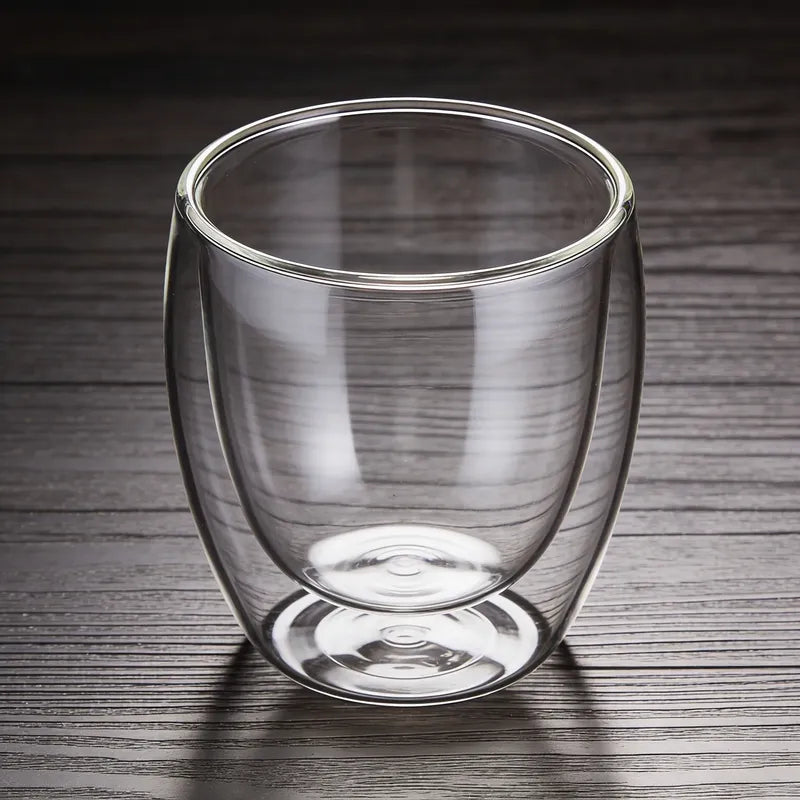 Pack 4 Tazas De Vidrio Doble Pared 250 Ml Transparente