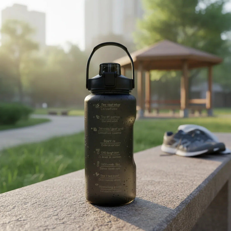 Botella Deportiva Motivacional 2l Para Hidratación Negro