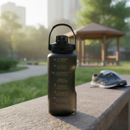 Botella Deportiva Motivacional 2l Para Hidratación Negro