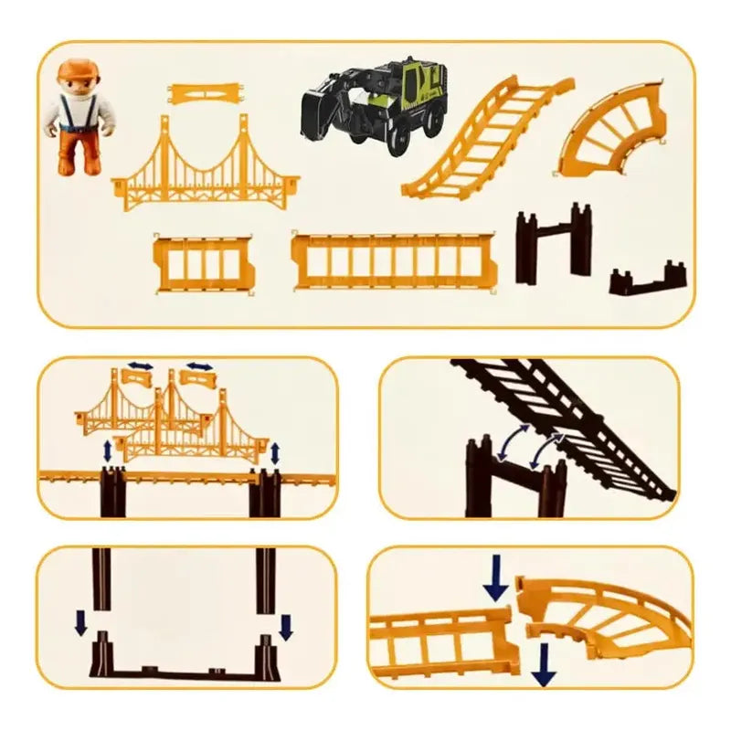Pista Engineering Track 47pzas Con Puente + Carro De Constru
