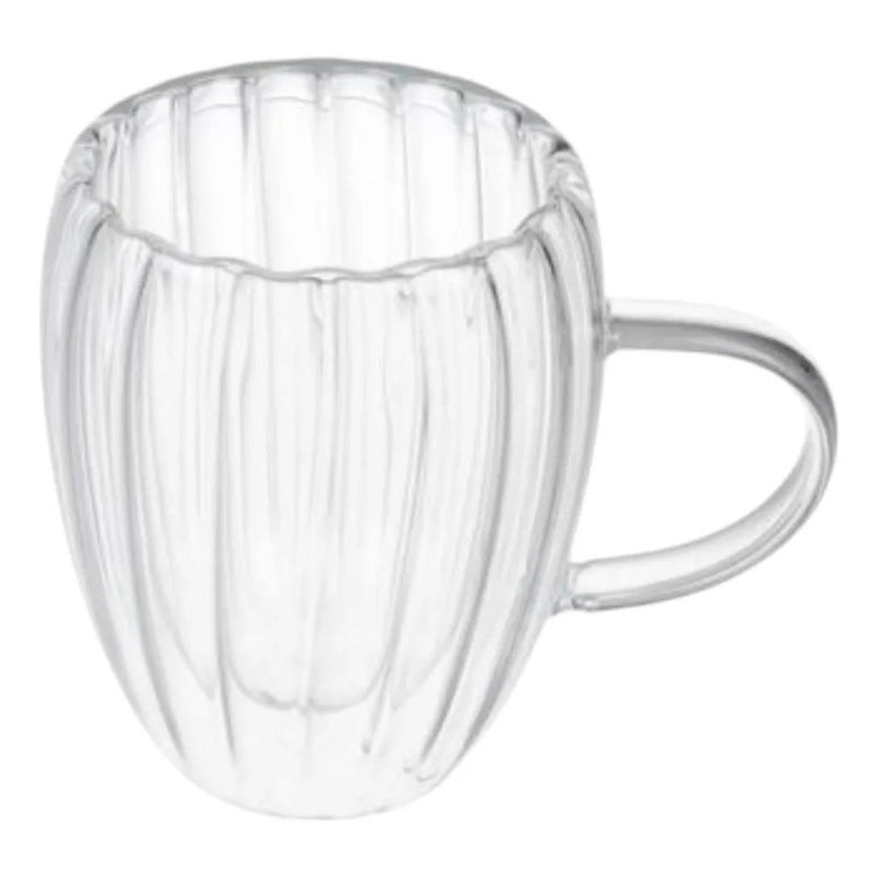 Pack 4 Tazas Doble Pared 350ml  11.5cm X 8.5cm Vidrio