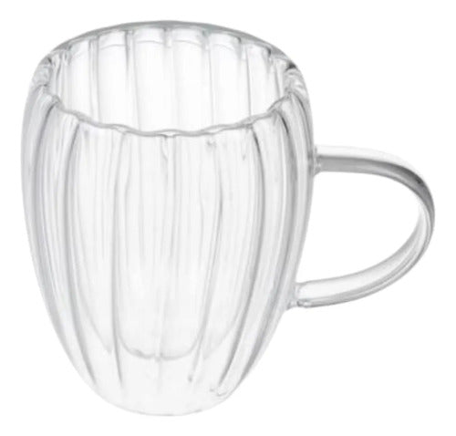 Pack 4 Tazas Doble Pared 350ml  11.5cm X 8.5cm Vidrio