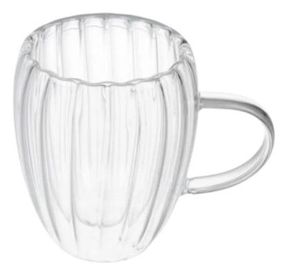Pack 4 Tazas Doble Pared 350ml  11.5cm X 8.5cm Vidrio