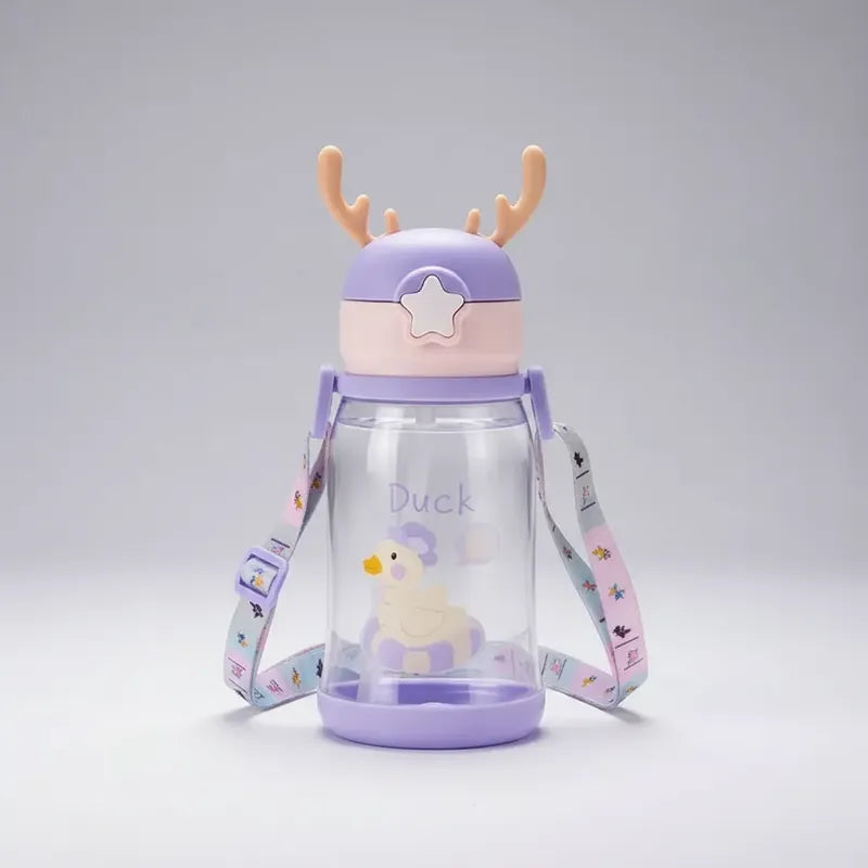 Botella De Agua Infantil Para Niños Con Correa 600ml Varios