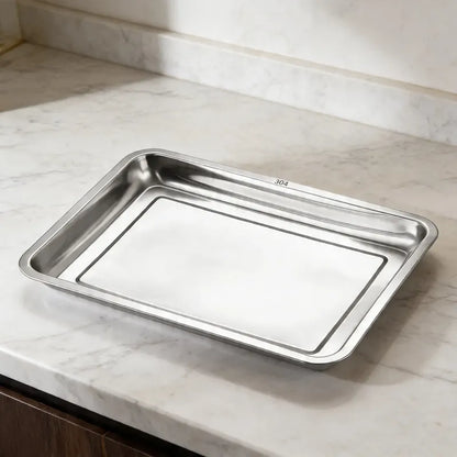 Bandeja De Acero Inoxidable  50 X 35 2cm Plateado