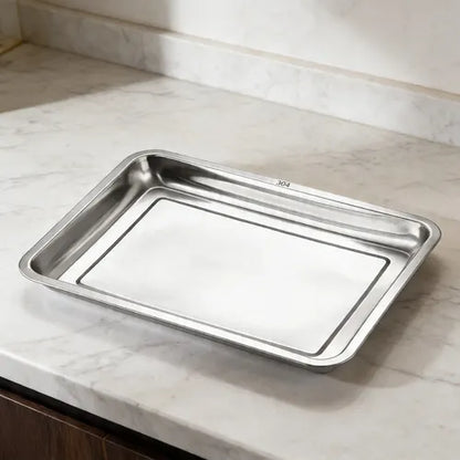 Bandeja De Acero Inoxidable  50 X 35 2cm Plateado