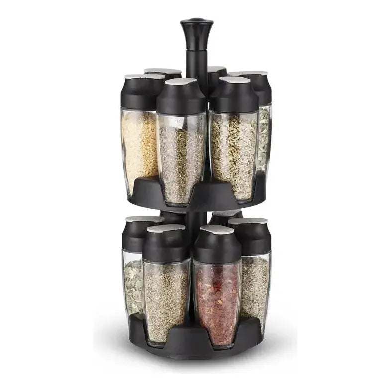 Set De 12 Especieros De Vidrio 90 Ml, Organización Y Estilo Negro