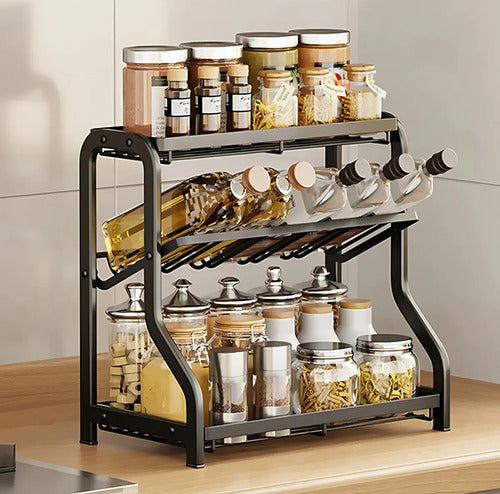 Organizador Especieros 3 Niveles Casa Miel Diseño Basculante Negro