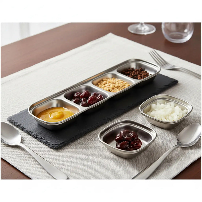 Pack 4 Pocillos Salsas Acero Inoxidable Dip Cocina Acero Inoxidable