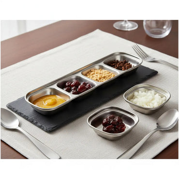 Pack 4 Pocillos Salsas Acero Inoxidable Dip Cocina Acero Inoxidable