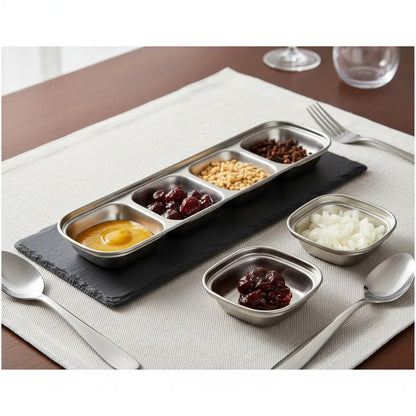 Pack 4 Pocillos Salsas Acero Inoxidable Dip Cocina Acero Inoxidable
