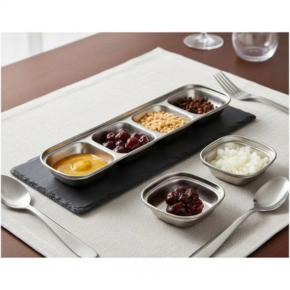 Pack 4 Pocillos Salsas Acero Inoxidable Dip Cocina Acero Inoxidable