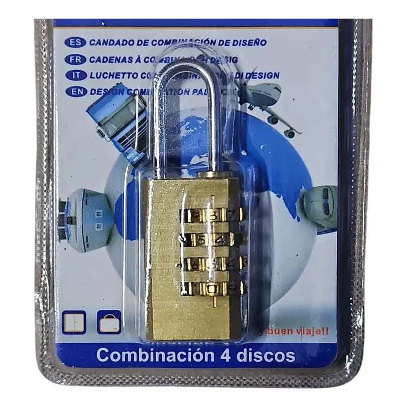 Candado Con Clave Combinacion 35mm Seguridad Color Dorado Dorado
