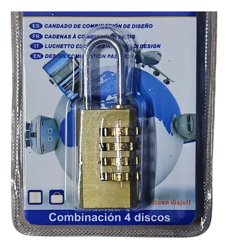 Candado Con Clave Combinacion 35mm Seguridad Color Dorado Dorado