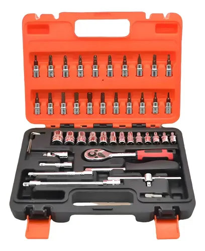 Maletín Juego De Herramientas Dados 45 Pcs Acero Carbono Negro