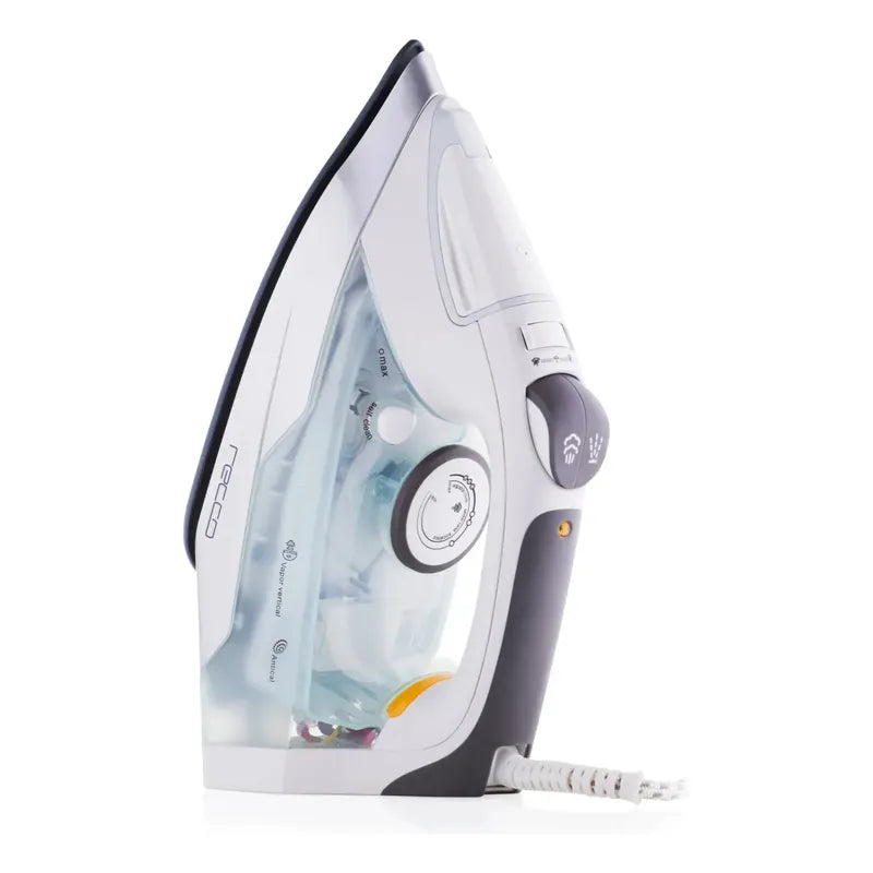 Plancha A Vapor Recco 2000w Suela Cerámica Antiadherente Blanco