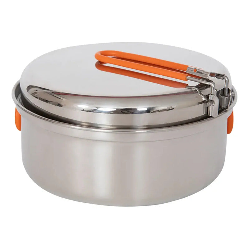 Set Accesorios Cocina Camping Inox 2 Personas Plateado