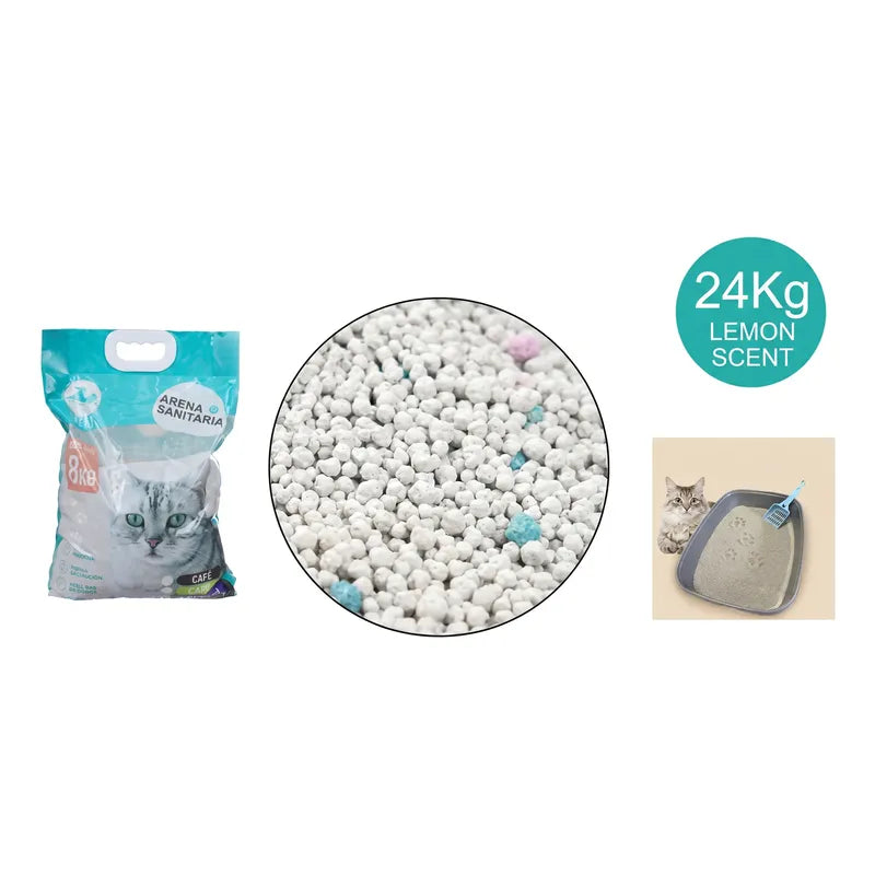 Arena Sanitaria Aglutinante Para Gato 24 Kg, Aroma Limón
