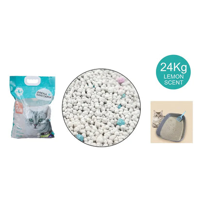 Arena Sanitaria Aglutinante Para Gato 24 Kg, Aroma Limón