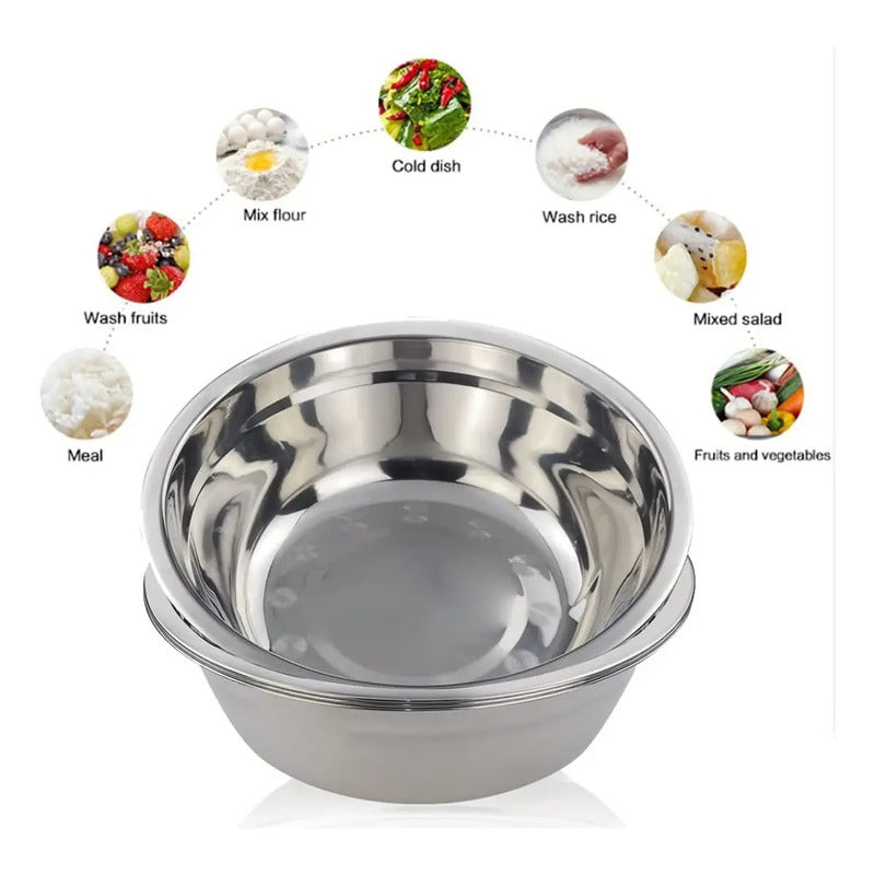 Bowl Profundo Grande En Acero Inoxidable 55cm Reposteria Color Plateado