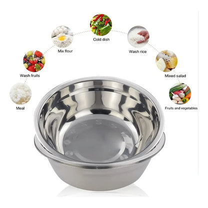 Bowl Profundo Grande En Acero Inoxidable 55cm Reposteria Color Plateado