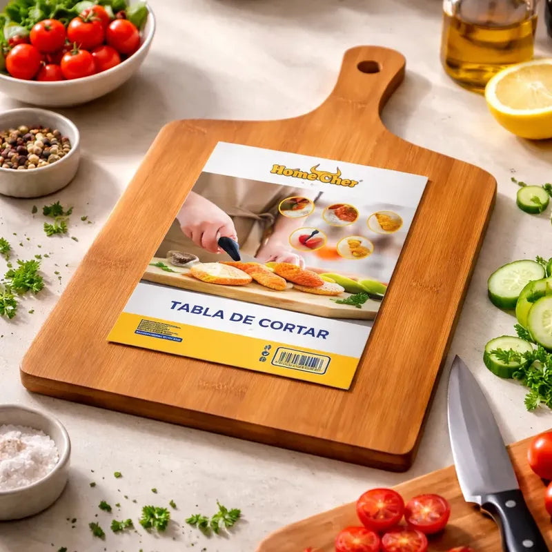 Tabla Picar Y Cortar Cocina Madera Bambú 40cm Lisa Marrón