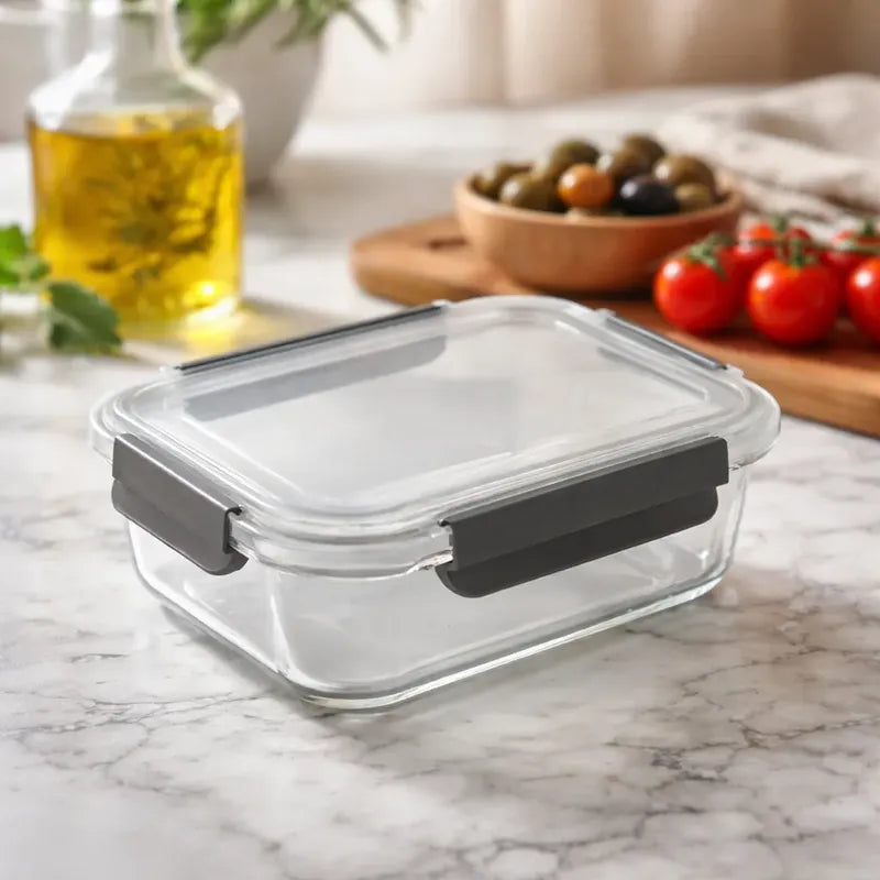 Set 3 Tupper Hermético Vidrio 640ml Transparente